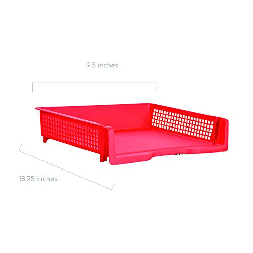 Fun Express Paper Organizer Stackable Plastic Trays 6 Pack - Colorful Desktop Organization System for Classroom & Office | Letter Size Paper Storage Bins for Teachers, Students & Home Use
