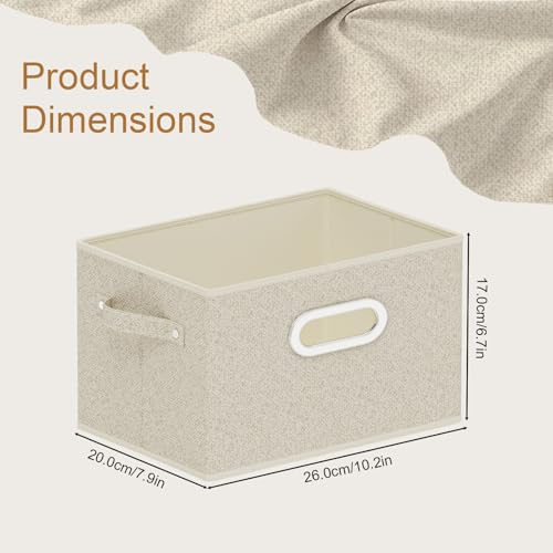 Open Storage Baskets, Collapsible Cube Bins, Fabric Container Organizer with Metal Handles, Boxes for Shelves, Closet, Living Room, 10.2x7.9x6.7in, Grey and Beige, 4 Pack - color: Beige/Gray, size: 10.2x7.9x6.7 in(4 Pack)