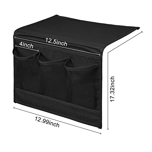 Surblue Bedside Caddy 4 Pockets Bedside Storage Organizer for TV Remote Control Phone Glasses Magazine (Black) - color: Black