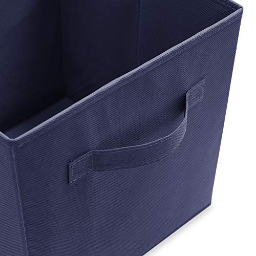 Casafield Set of 6 Collapsible Fabric Cube Storage Bins, Navy Blue - 11" Foldable Cloth Baskets for Shelves, Cubby Organizers & More - color: Navy Blue, size: 10.5" x 10.5" x 11"