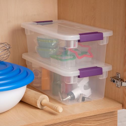 Sterilite 6 Qt ClearView Latch Storage Box Stackable Bin with Latching Lid, Plastic Container to Organize Shoes in Closet, Clear (24 Pack) - size: 24 Pack, style: 6 Quart