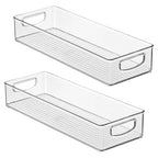 iDesign Slim Extra Long Clear Storage Bin, Narrow Stackable Organizer for Kitchen or Pantry, 2-Pack - size: 16 x 6 x 3, style: Pack of 2