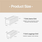 Wardrobe Clothes Organizer 7 Grids Portable Closet Organizer Mesh Separation Storage Box Foldable Closet Drawer Organizer for Underwear Socks Scarves Leggings (Grey, 2 Leggings Grid) - size: 2 Leggings Grid