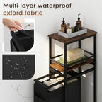 Slim Laundry Hamper with Shelf,40L Rolling Laundry Basket with Wheels,Laundry Sorter with Side Pockets and Removable Bags for Samll Space,Laundry Room,Bedroom,Bathroom