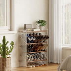 Shoe Rack, 4-Tier Slanted Shoe Storage Shelf, Narrow Shoe Rack for Entryway, Solid Wood and Acrylic Shoe Stand, Slim Shoe Shelf with Wooden Top ，Suitable for Bedrooms and Living Rooms - size: 72