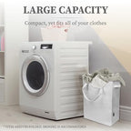 Brookstone Slim Laundry Hamper Bag with Handles, Linen Canvas Laundry Bag with Closable Mesh Top for Dorm Room Storage