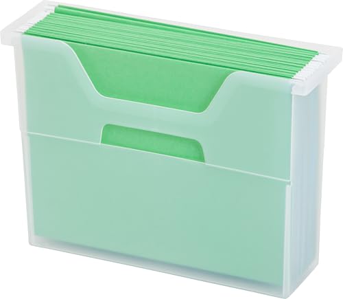 IRIS USA Small Portable Desktop File Box with Open Top, Side Handles, Hanging File Folders, Tabs & Inserts, Letter Size, For Magazines Newspapers Mail Books Notebooks Binder Homework, Clear - style: Clear S - Single