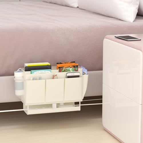 Bedside Caddy, Bed Organizer with 11 Pockets and Power Strip Holder,Versatile Bedside Storage Caddy for Home,Dorm,Bunk,Hospital,Crib Bed (2 Pack White) - color: 2 Pack White