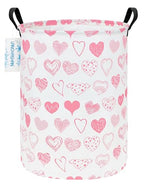 LANGYASHAN Laundry Basket Canvas Fabric Collapsible Organizer Basket for Storage Bin Toy Bins Gift Baskets Bedroom Clothes Children Nursery Hamper (Angel Heart) - color: Round Angel Heart