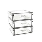 Drawer Organizers, Clear Stackable Storage Boxes for Kitchen Utensils, Office Desk, Bathroom, Makeup & Craft Drawer Organization (Small - 3 Pack)