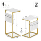 Vagusicc C Shaped End Table, 33'' Tall Side Table for Couch, Adjustable Height Small Couch Side Table for Small Spaces, C Table End Table Slide Under Sofa Table TV Tray Arm Table for Living Room - color: Golden