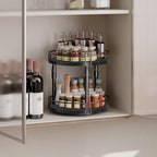 HOOBRO Lazy Susan Organizer Spice Rack, 2-Tier Height Adjustable Rotating Lazy Turntable Spice Organizer, for Kitchen Countertop and Cabinet, Black BB05TL01 - color: Black