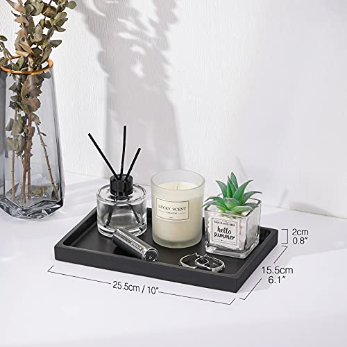 Luxspire Bathroom Vanity Tray, Resin Dresser Jewelry Ring Dish Tank Storage Kitchen Sink Countertop Organizer Plate Holder for Perfume Candles Soap Towel Plant Bathroom Accessories, M, Matte Black - color: Black, style: M