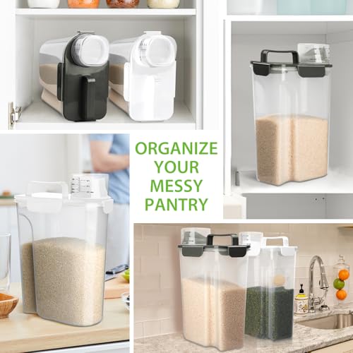 Viretec Rice Storage Container, 5 to 10lb Dry Food Airtight Dispenser, Pet Dog Cat Food Canister, BPA Free Clear Plastic Kitchen and Pantry Organization Bin for Oatmeal, Grain, Cereal, Pasta, Flour - color: 6L/Grey