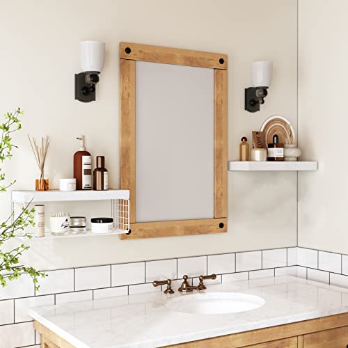 QEEIG White Bathroom Shelves Over Toilet - Wall Mounted Floating Shelves Farmhouse Shelf Toilet Paper Storage Small 16 inch Set of 2 (019-W2) - color: B. White, size: 2pcs