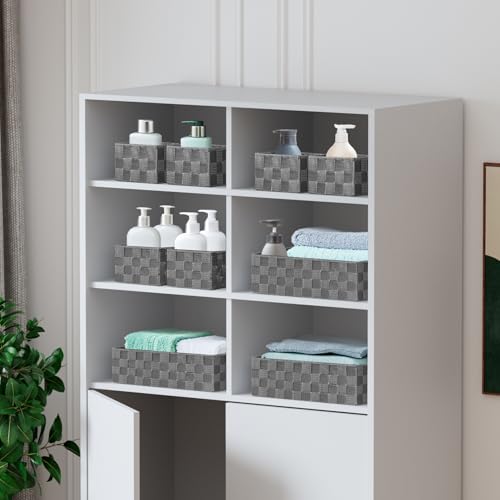 Posprica Woven Baskets, Storage Baskets for Organizing (Set of 8), Cube Baskets Bin Container Matching Storage Boxes Organizers for Pantry, Office, Shelves, Media-room - color: Gray-8pcs
