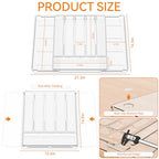 Yieach Large Clear Expandable Silverware Drawer Organizer for Kitchen,BPA FREE Adjustable Utensil Drawer Organizer and Silverware Tray,Plastic Flatware Organizers,Cutlery,Knife,Fork and Spoon Holder - size: L - 12.6 to 21.3