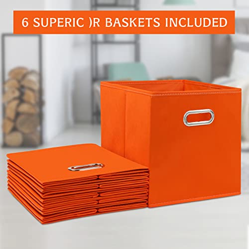 Black Fabric Cubby Storage Bins,13x13x13 Inches ,Cube Organizer Bin Foldable Storage Boxes with Dual Handles Fabric Organizer Box and collapsible Storage basket,Set of 3,Orange - color: Orange, size: 3 Pack