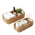 Toilet Paper Storage 2-Pack, Water Hyacinth Wicker Over the Tank Toilet Paper Holder & Narrow Bathroom Basket for Tissue Rolls, Countertops and Water Tank Covers