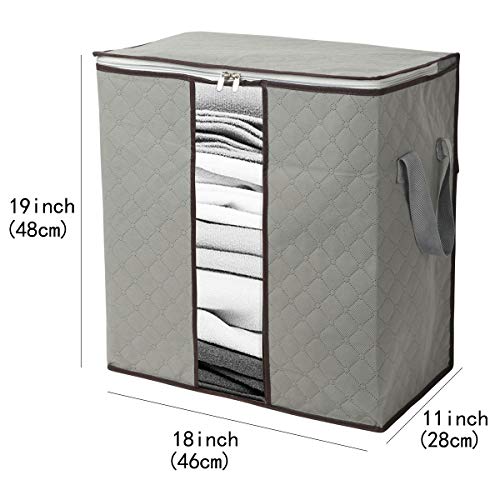 Szxc 2 Pack Foldable Erect Storage Bags Under Bed Closet Organizer 18 x 11 x 19 inch (L x W x H) - for Quilt Blanket Pillow Clothes Bedding - Clear Window & Handles - Easy to Fit 5 Throw Pillows - size: Erect, style: Set of 2