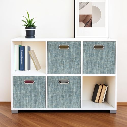 Posprica Storage Basket Bins,13×13×13 Foldable Storage Boxes Fabric Drawer Cubes for Closet Shelf Cabinet Bookcase - Set of 4,Teal - color: Teal, size: 13×13×13/4pcs