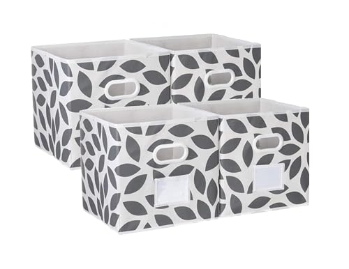 MAX Houser Fabric Storage Bins Cubes Baskets Containers with Dual Plastic Handles for Home Closet Bedroom Drawers Organizers, Flodable, Grey, Set of 4 - color: 27 dark grey