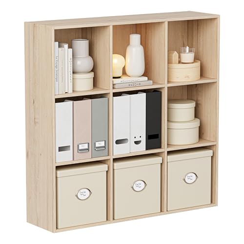 VDNEND Wooden Storage Organizer with Closed Back Panel, 11in Cube Shelf Opening, Bookshelf, Display Shelf,Closet Cabinet for Home and Office (White Oak, 9-Cube 35.98L*9.45W*35.91H) - color: White Oak, size: 9-Cube 35.98L*9.45W*35.91H