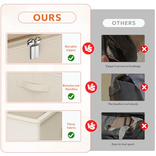Under Bed Storage Containers, 10 Inches Tall 80L, Foldable Underbed Storage Bags, Closet Organizers and Storage Bins for Clothes and Blankets, Sweaters, Shoes,2-Pack (Beige, 31.5x15.8x10 In) - color: Beige