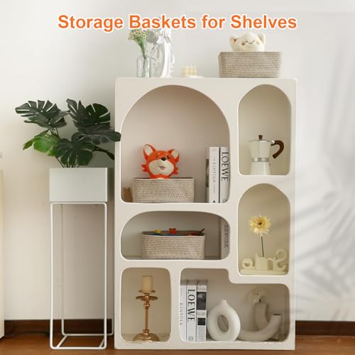 Small Storage Baskets for Organizing, Woven Storage Bins for Shelves, Gift Basket Empty, Cute Decorative Closet Organizer, Baby Rope Basket, Dog Toy Storage, 13.2x8.2x5.2”, 3Packs Mixed Brown - color: Mixed Brown, size: M