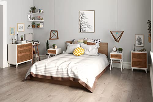 COZAYH Fully-Assembled Modern Farmhouse Clean-Lined Nightstand, End Table with 1 Drawer,Distressed White - color: Distressed White, style: 1 Drawer/1 pack