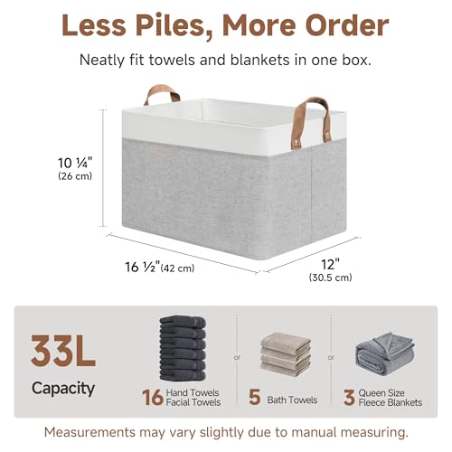 StorageWorks Storage Bins, Fabric Storage Bins for Shelves, Large Storage Baskets with Metal Frame, Closet Baskets and Bins with Handles, Gray and White, 2-Pack - color: Gray and White, size: 16 ½" L x 12" W x 10 ¼" H