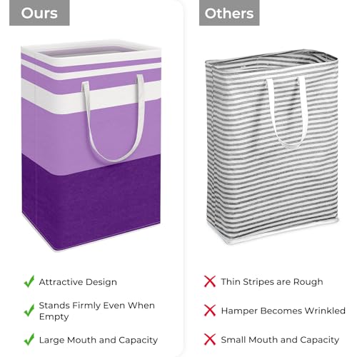 HomeHacks 2 Pack Large Laundry Baskets, Waterproof, Freestanding Laundry Hampers, Collapsible Clothes Hamper with Reinforced Handles in Laundry, College Dorm, Bathroom, Bedroom (Purple, 88Lx2) - color: Purple, size: 88L