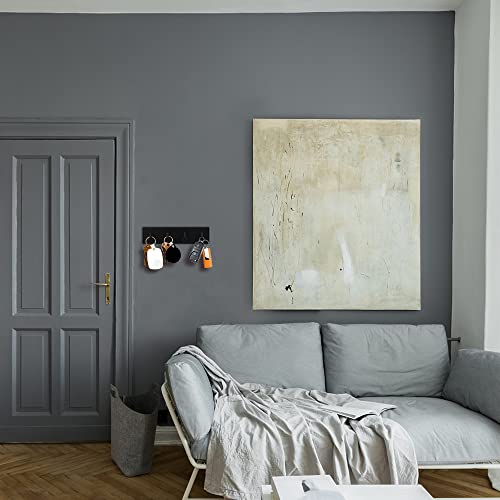 Picowe Key Holder for Wall Decorative, Adhesive Stainless Steel Key Hooks, Key Hanger Key Organizer for Wall, Towel Hook Coat Hanger for Entryway Hallway Kitchen(Four Rows,Black 1PCS) - color: Black
