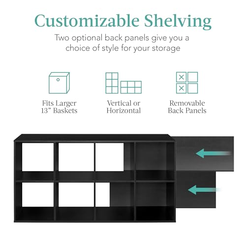 Best Choice Products 8-Cube Storage Organizer, 13.5in Shelf Opening, Bookcase, Display Shelf, Customizable w/ 2 Removable Back Panels – Black - color: Black, size: 8-Cube, 13.5in Shelf Opening