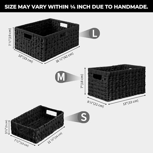 GRANNY SAYS Storage Basket for Organizing, Wicker Storage Basket for Shelf, Large Wicker Baskets for Organization, Decorative Baskets for Living Room and Entryway, 1-Pack - color: Black, size: 16 ½"L x 13"W x 7 ½"H