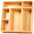 Umilife Drawer Organizer Storage Boxes, 2.5" High Bamboo Drawer Dividers, 5 Rearrangeable Bins for Kitchen, Office Desktop, Clothing, Makeup, vanity, Jewelry - size: 15 x 13 x 2.5" (5 Boxes)