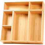 Umilife Drawer Organizer Storage Boxes, 2.5" High Bamboo Drawer Dividers, 5 Rearrangeable Bins for Kitchen, Office Desktop, Clothing, Makeup, vanity, Jewelry - size: 15 x 13 x 2.5" (5 Boxes)