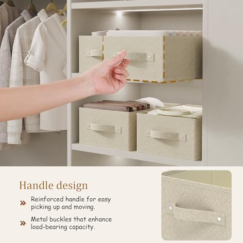 Collapsible Wardrobe Organizer, Storage Boxes for Organizing Home, Fabric Cube Baskets, Office and Closet, Grey and Beige, 2 Pack, 13.0x9.0x5.5in - color: Grey/Beige, size: 13.0x9.0x5.5 in(2 Pack)