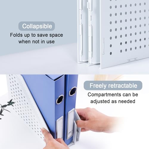 FRETONBA Collapsible Magazine File Holder with 2 Vertical Compartments Foldable Binder Holder for Desk Binder Storage Organizer Plastic Magazine Holders for Shelf, Light Gray - color: Light Grey, size: 2 Compartments - 1Pcs