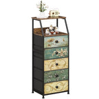 Tohomeor Nightstand with Fabric Drawers Dresser with 2 Tier Shelf Storage Tower for Bedroom Hallway Entryway Closet Organizer Sofa Beside Table Furniture (Multi, 5 Drawers) - size: 15.7"D x 11.8"W x 39"H (5 Drawers)