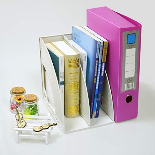 SAYEEC Magazine File Holders 3 Compartment Binder Stand Gray Magazine Storage Folder Desktop File Bookshelf Organizer Office Book Holder Rack for Office Home School - color: 3 Compartments - Gray