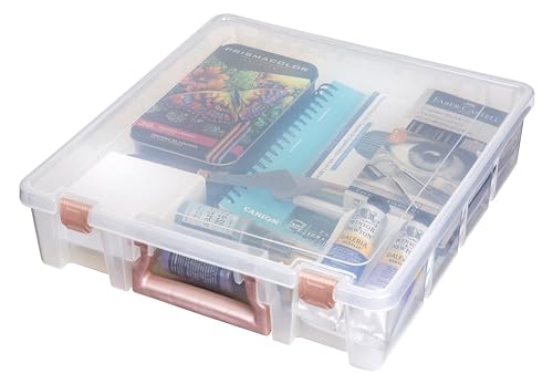 ArtBin 6955RL Super Satchel Compartment Box Clear Craft Organizer Storage Case - Rose Gold, Pack of 1 - color: Rose Gold, size: 1 Pack