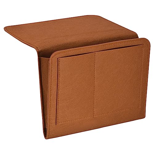 PATIKIL 11in Bedside Caddy, Bed Caddy Bedside Organizer Hanging 5 Pocket Soft Felt Bed Pockets Bedside Storage Organizer Remote Control Holder for Bedroom Phones Glasses, Brown - color: Brown, size: 10.6*8.6inch