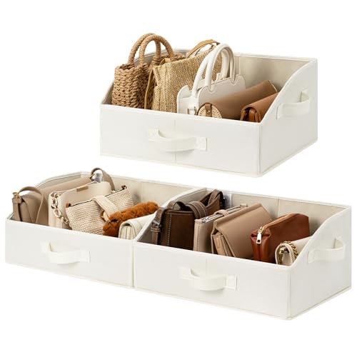 GRANNY SAYS Purse Organizer for Closet, Trapezoid Storage Bins, Closet Organizers and Storage, Decorative Storage Baskets for Shelves, Clothes, Toys, Towels, Pearl White, 3-Pack - color: Pearl White, size: 16½"L x 11"W x 7¾"H