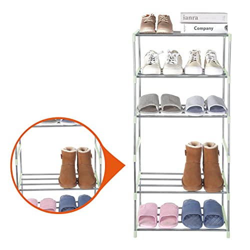 Small Shoe Rack, Narrow Stackable Shoe Shelf Organizer for Entryway, Doorway and Bedroom Closet (3-Tier, Green) - color: Green, size: 3-Tier
