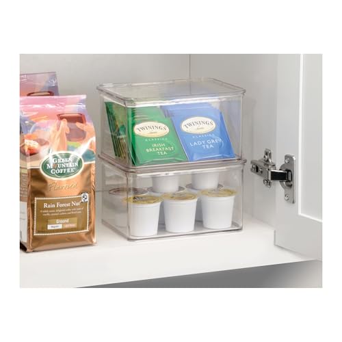 iDesign Plastic Stackable Hinged-Lid Pantry or Kitchen Storage Box - Set of 3 - Clear - style: Pack of 3