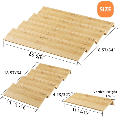 AMBIRD Bamboo Spice Drawer Organizer with Non-slip Mat,4 Tier - 2 Set Jar Spice Rack Tray From 12''to 24'',Hold up 48 Jars Seasoning Organizer for Kitchen,Cabinet,Drawers,Countertop - size: 8 Pcs x 11.8'' W, style: Natural