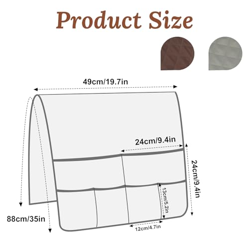 Sofa Armrest Organizer with 6 Pockets, Remote Control Holder for Recliner, Non-Slip Couch Sofa Chair Armrest Organizer, Armchair Caddy Bedside Storage for Magazine Book TV Phone iPad Tablet (Coffee) - color: Option 2