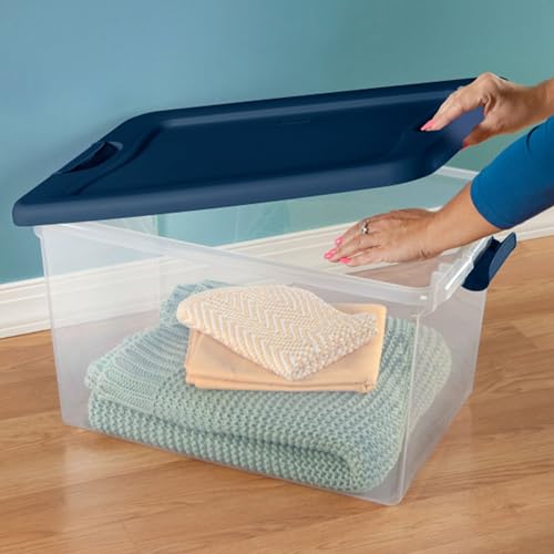 Sterilite 6-Pack Color Program, Large Clear Plastic Storage Bins with Lids, 64 Quart, Blue - Stackable Organizing Container Boxes for Closet, Bathroom, and Office - size: 6 Pack