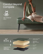 VASAGLE EKHO Collection - Bench for Entryway Bedroom, Synthetic Leather with Stitching, Ottoman Bench with Steel Legs, Living Room, Mid-Century Modern, Loads 660 lb, Forest Green ULOM076C01 - color: Forest Green, style: Steel Leg Bench
